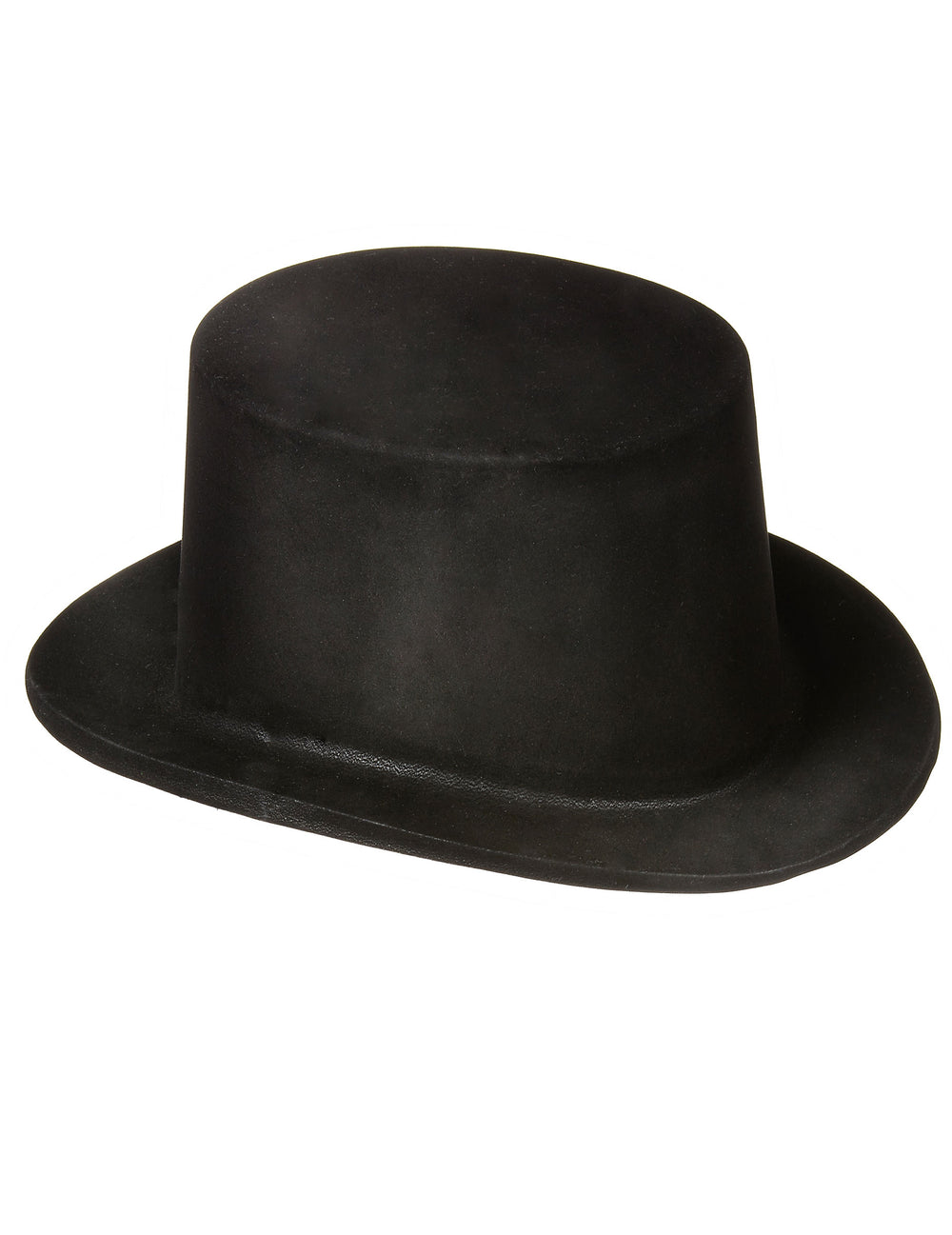 Vue de profil du chapeau haut de forme pour adulte noir en plastique
