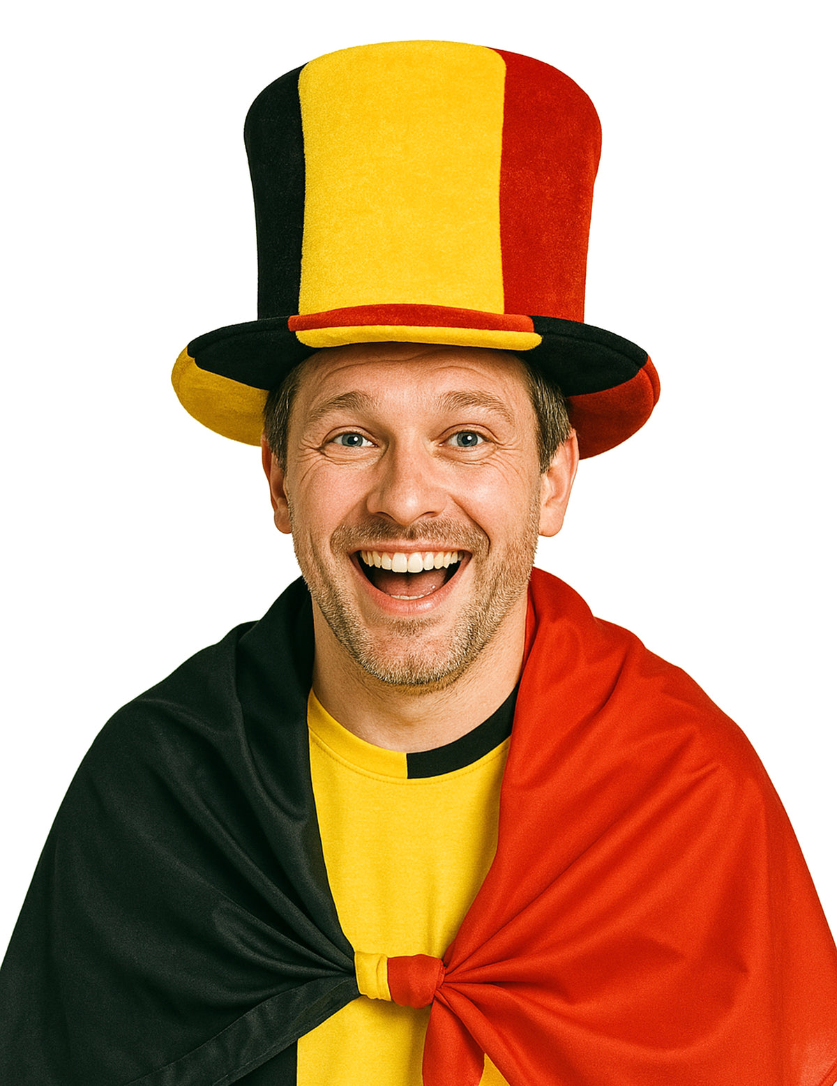 Chapeau haut de forme supporter Belgique pour adulte noir jaune rouge