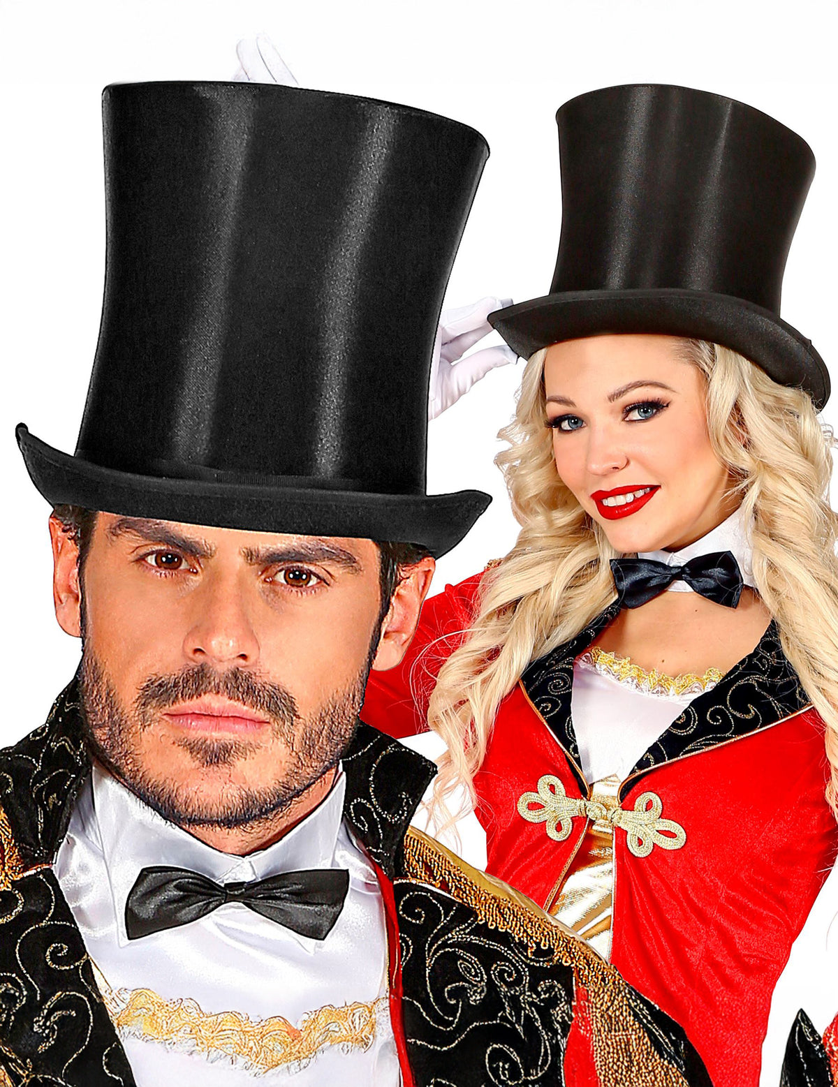 Vue portée du chapeau haut de forme luxe pour adulte