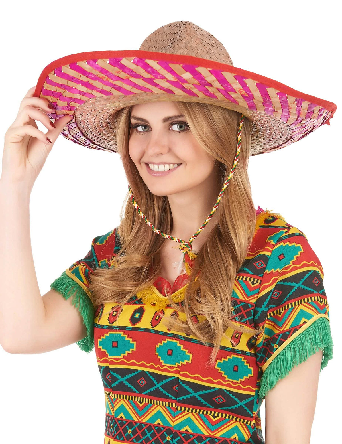Vista frontal do chapéu mexicano para adulto