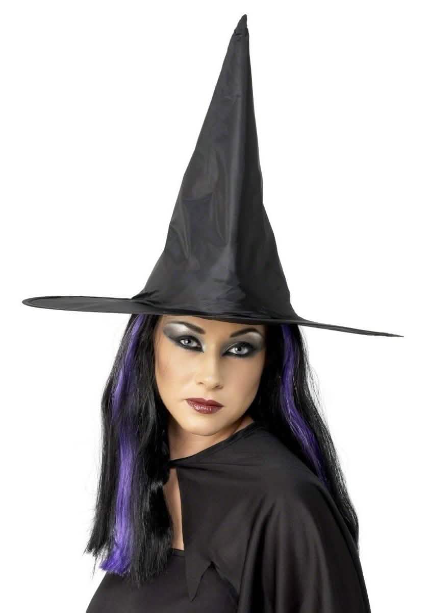 Chapeau de sorcière pour femme noir pointu