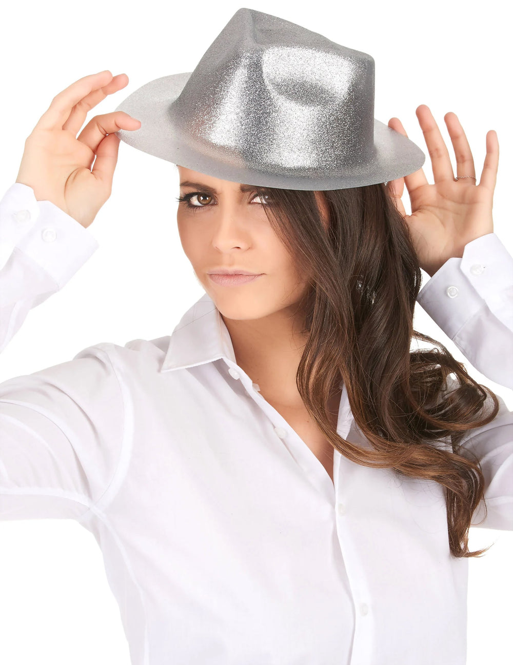 Chapeau pailleté pour adulte argent