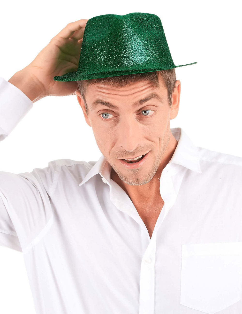 Chapéu verde brilhante com purpurina para adulto verde brilhante