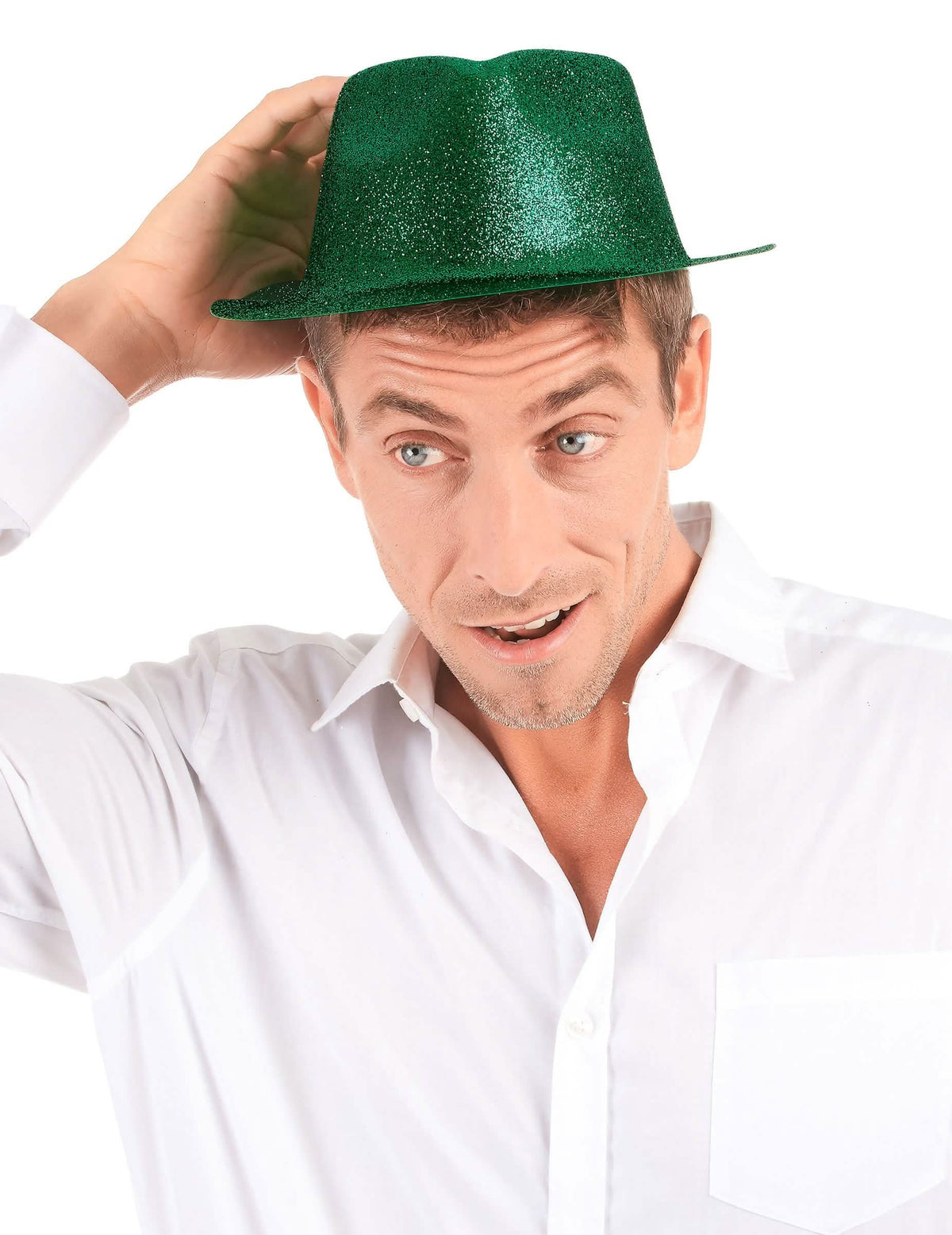 Chapéu verde brilhante com purpurina para adulto verde brilhante