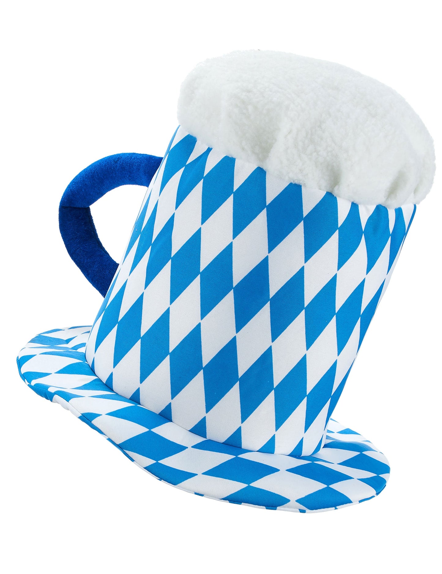 Chapéu caneca de cerveja azul e branca adulto
