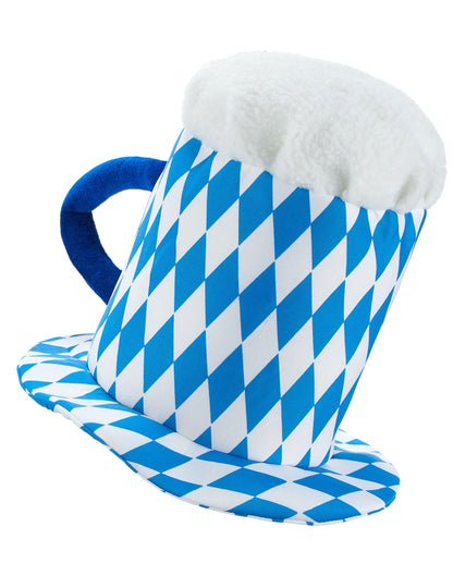 Chapéu caneca de cerveja azul e branca adulto