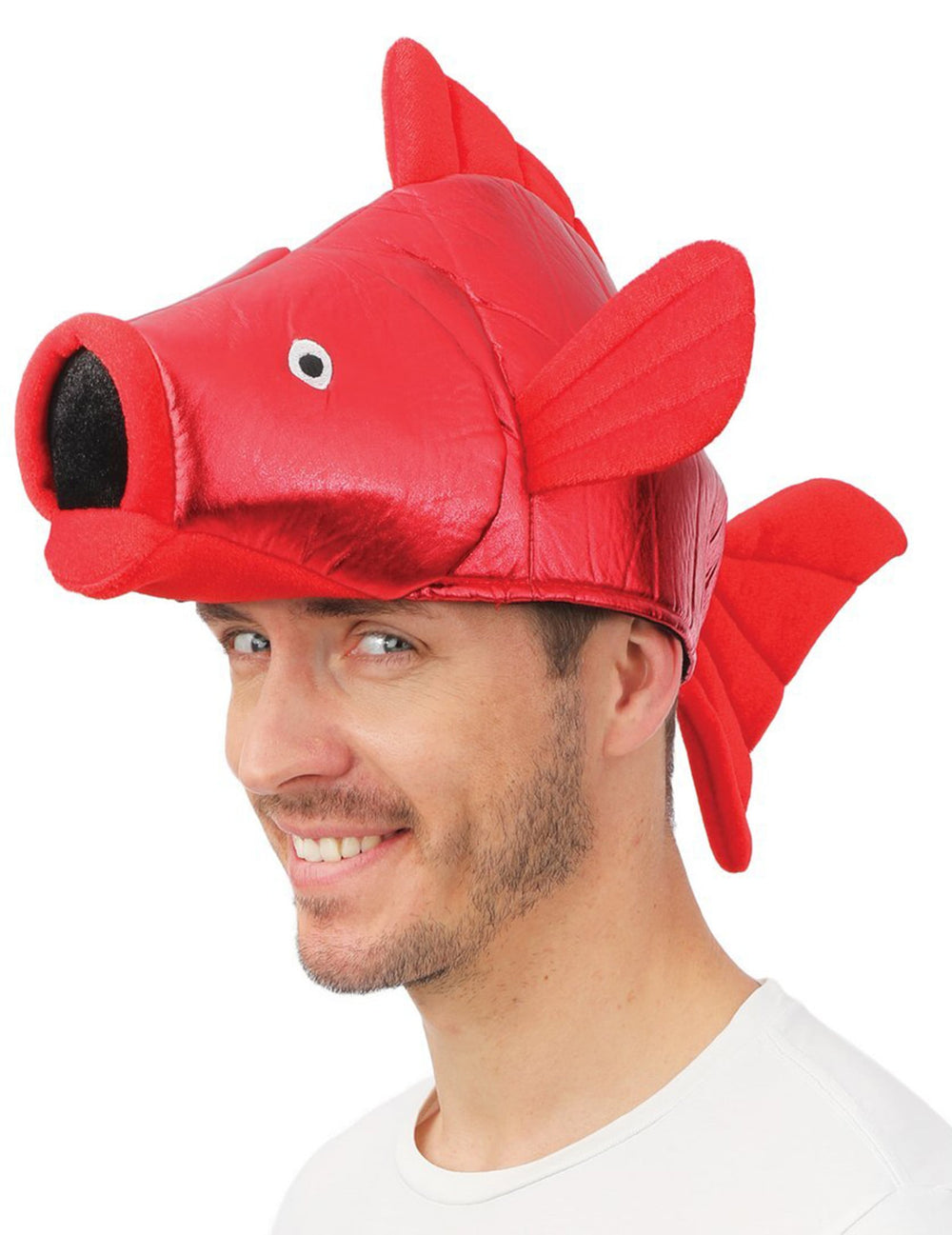 Chapeau poisson rouge pour adulte rouge brillant avec nageoires
