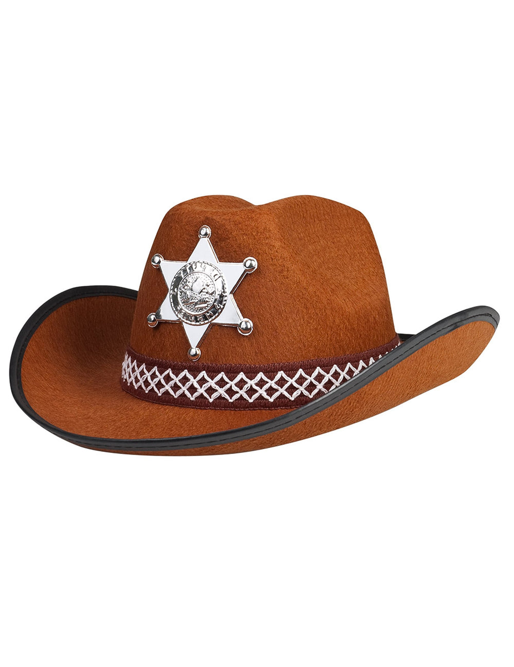 Chapeau sheriff pour enfant marron avec étoile argentée