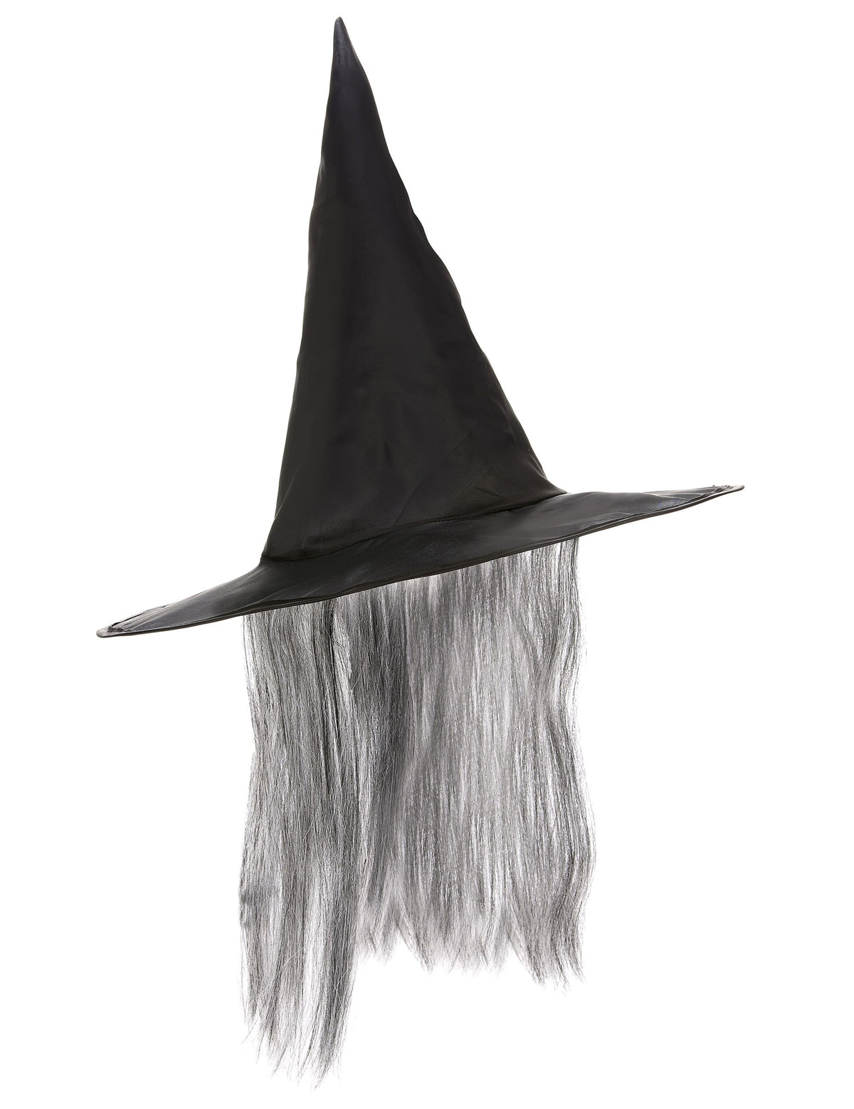 Chapéu de bruxa preto com peuca cinzenta adulto Halloween