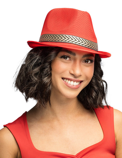 Chapéu borsalino disco vermelho para adulto