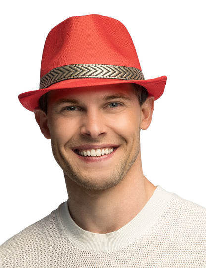 Chapéu borsalino disco vermelho para adulto
