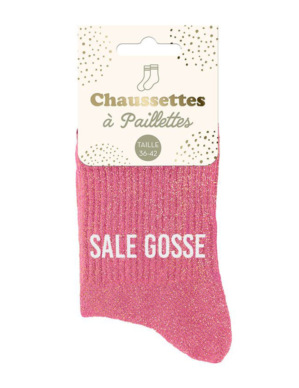 Vue du packaging des chaussettes à paillettes Sale gosse