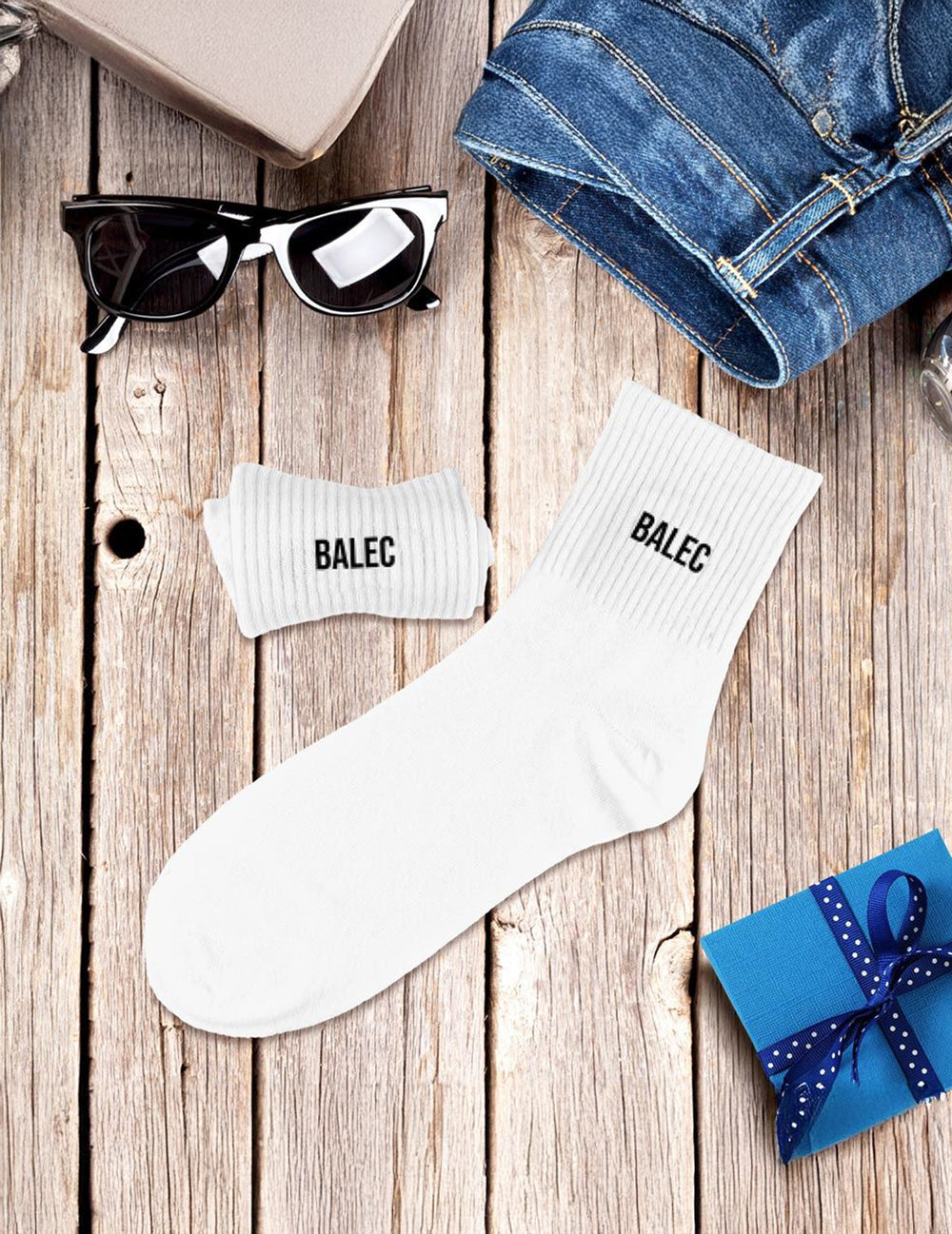 Mise en situation à plat des chaussettes Balec pour homme