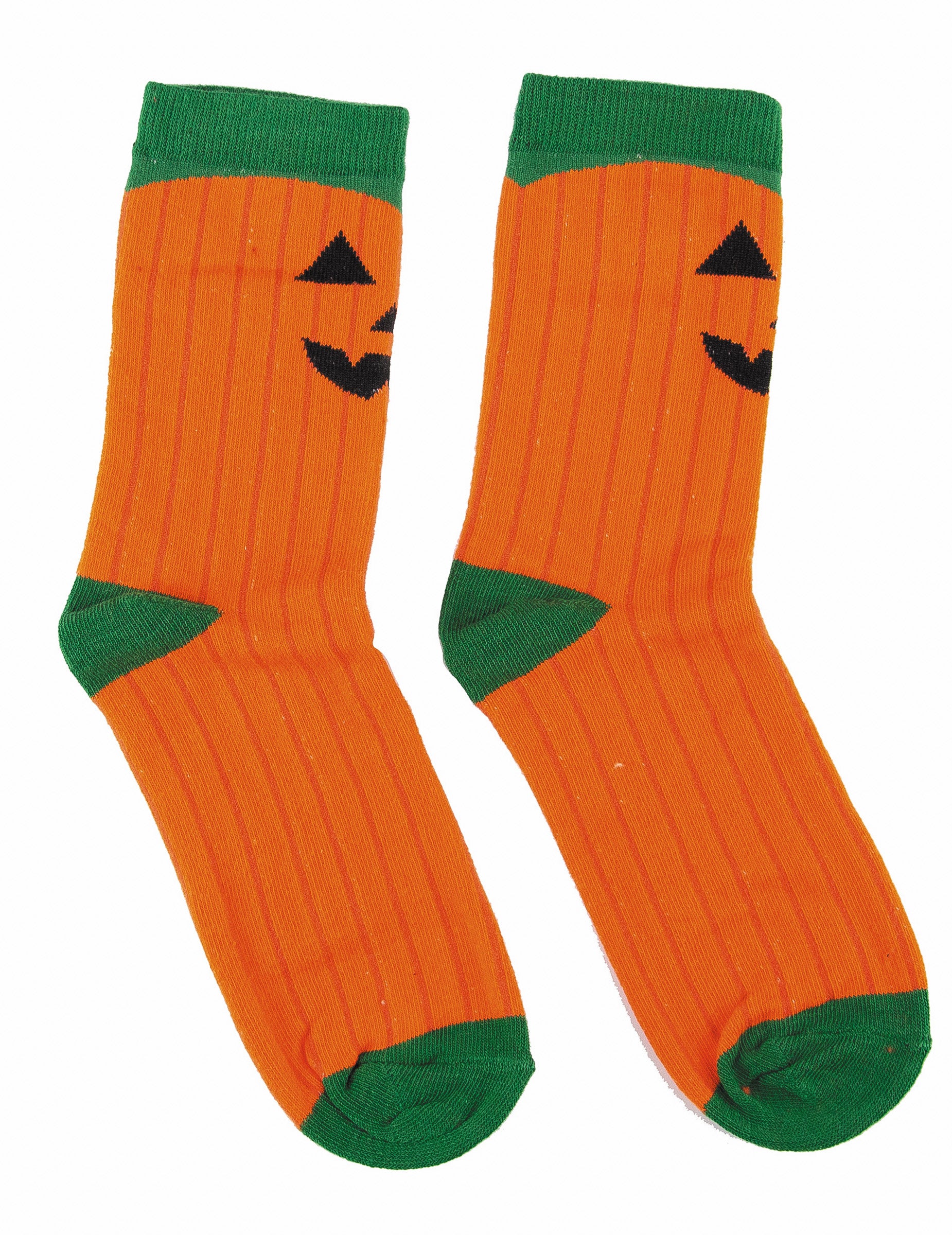 Chaussettes citrouille effrayante pour adulte orange et vert