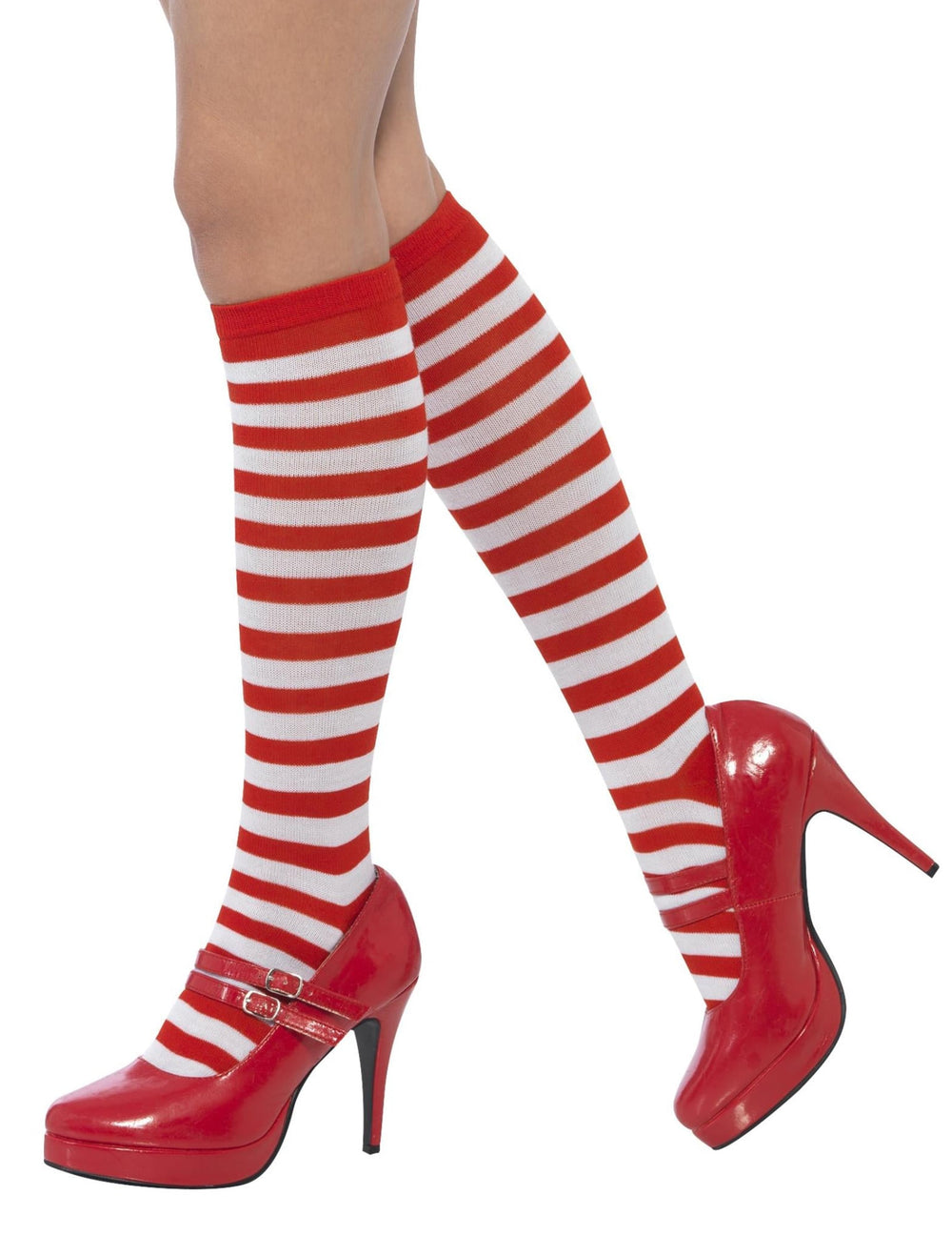 Vue de profil avec chaussures à talons des chaussettes rayées pour adulte