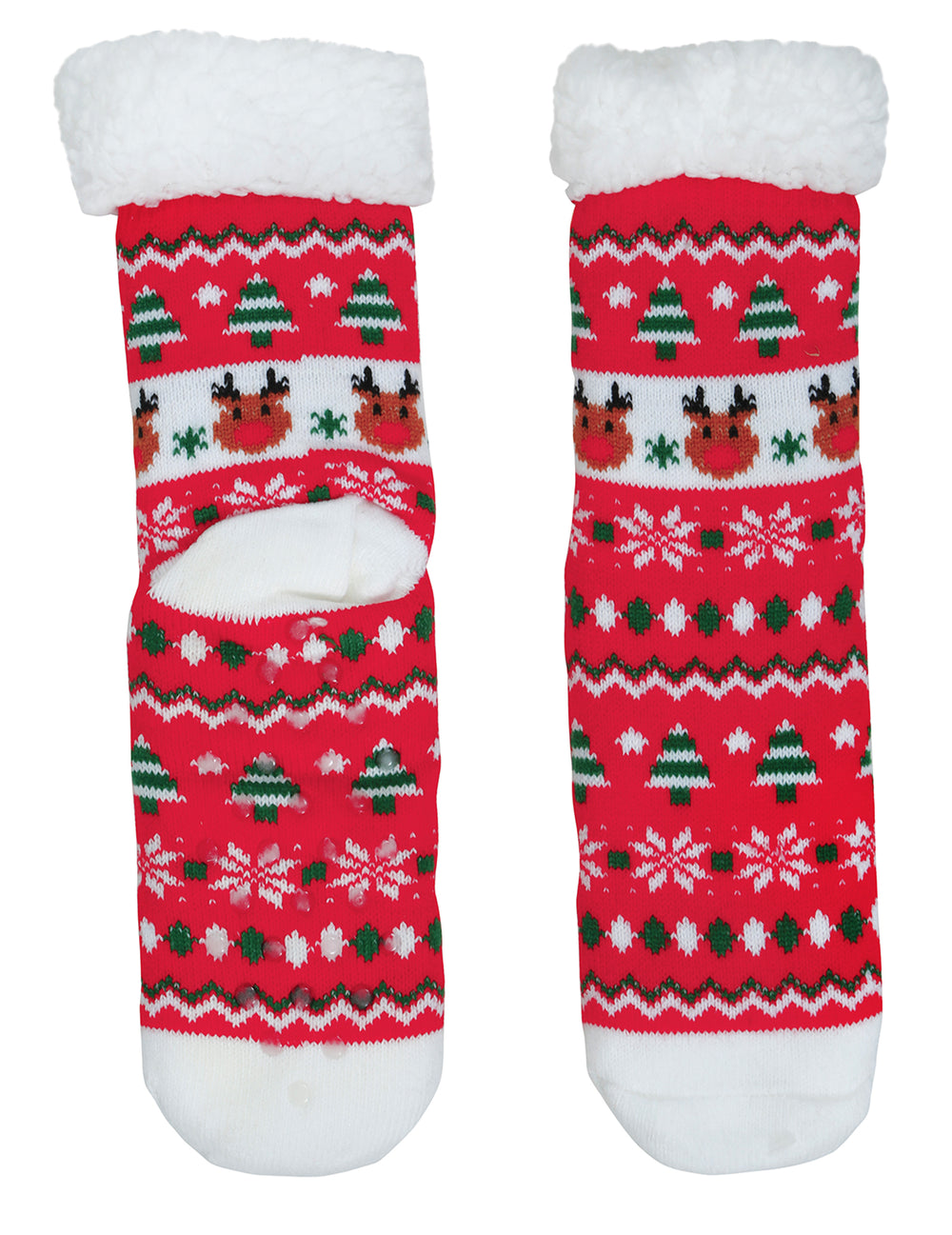 Détail de la semelle antidérapante des chaussettes thermiques rennes de Noël