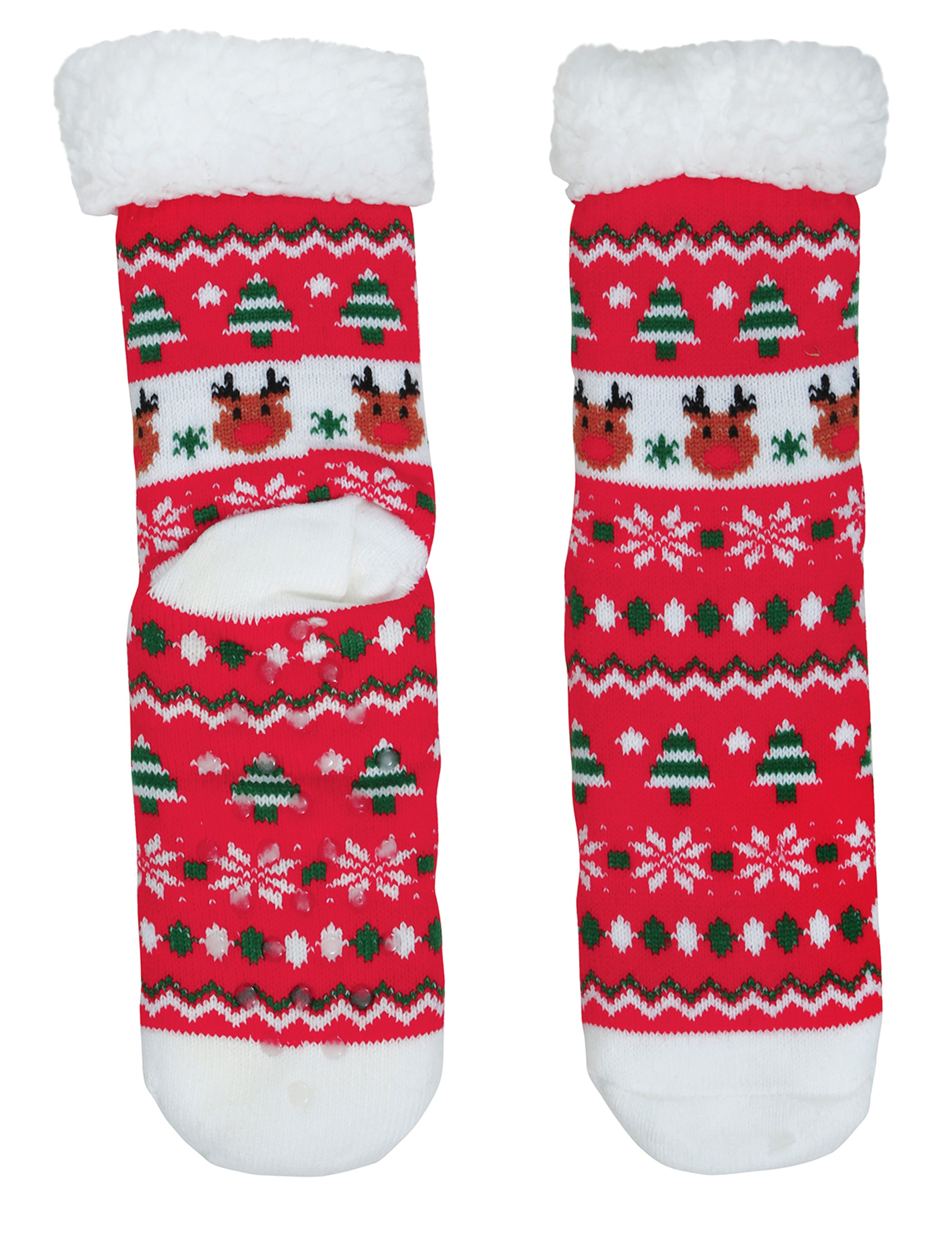 Détail de la semelle antidérapante des chaussettes thermiques rennes de Noël