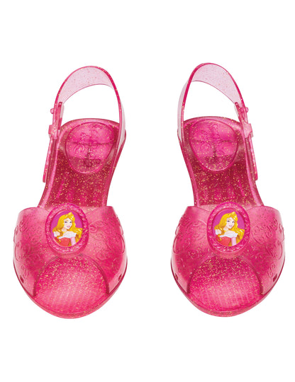 Vue de face des chaussures de princesse La belle au bois dormant