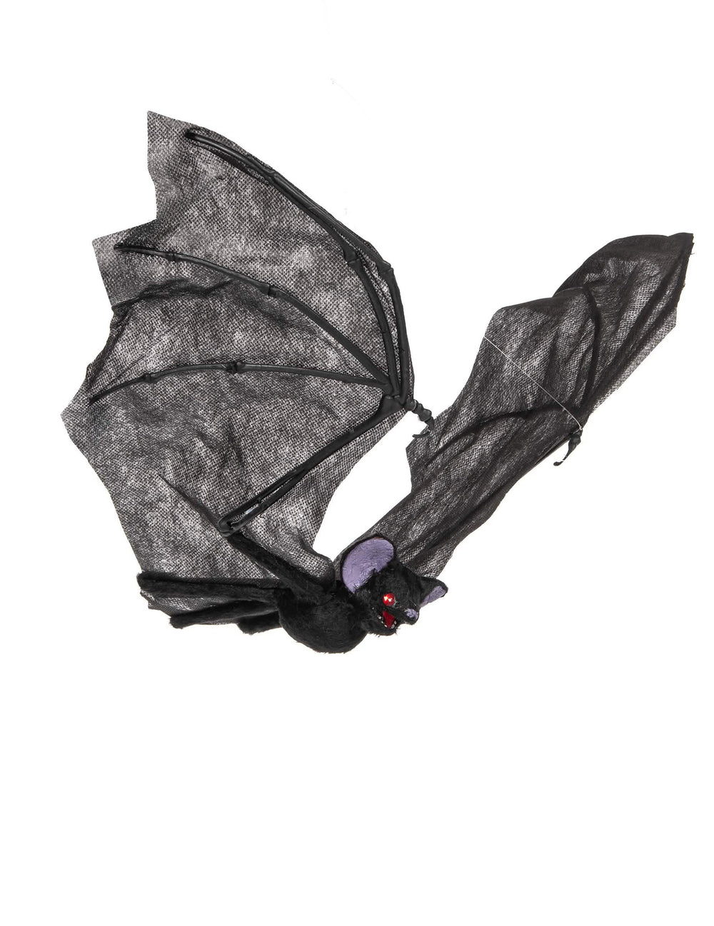 morcego voador de halloween para decoração preta com asas cinzentas e olhos vermelhos