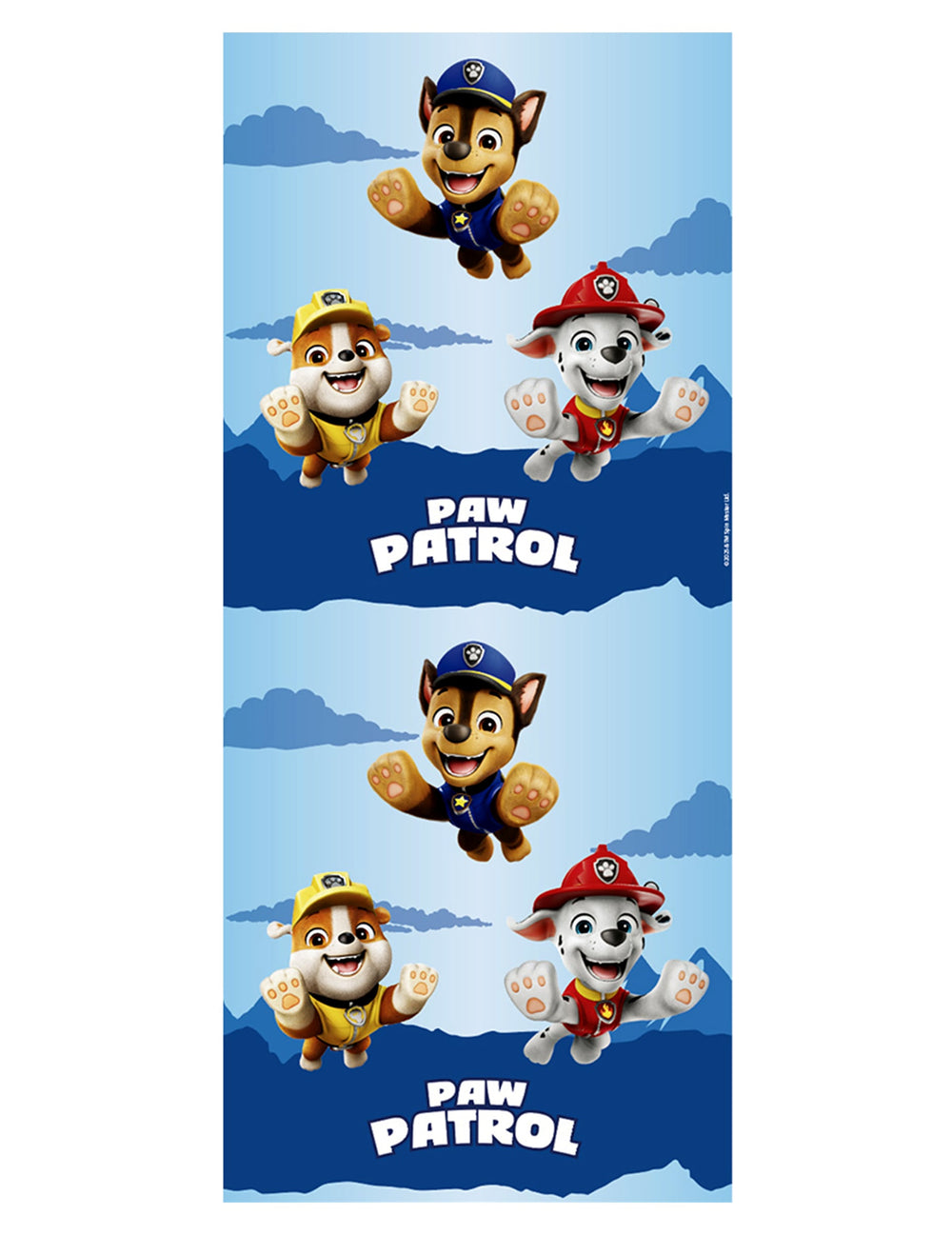 Chemin de table Pat'patrouille pour enfant bleu en tissu avec Chase Marcus et Ruben