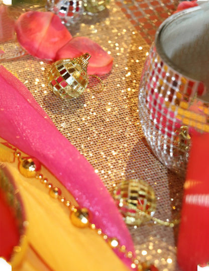 Caminho de mesa brilhante dourado 3 m