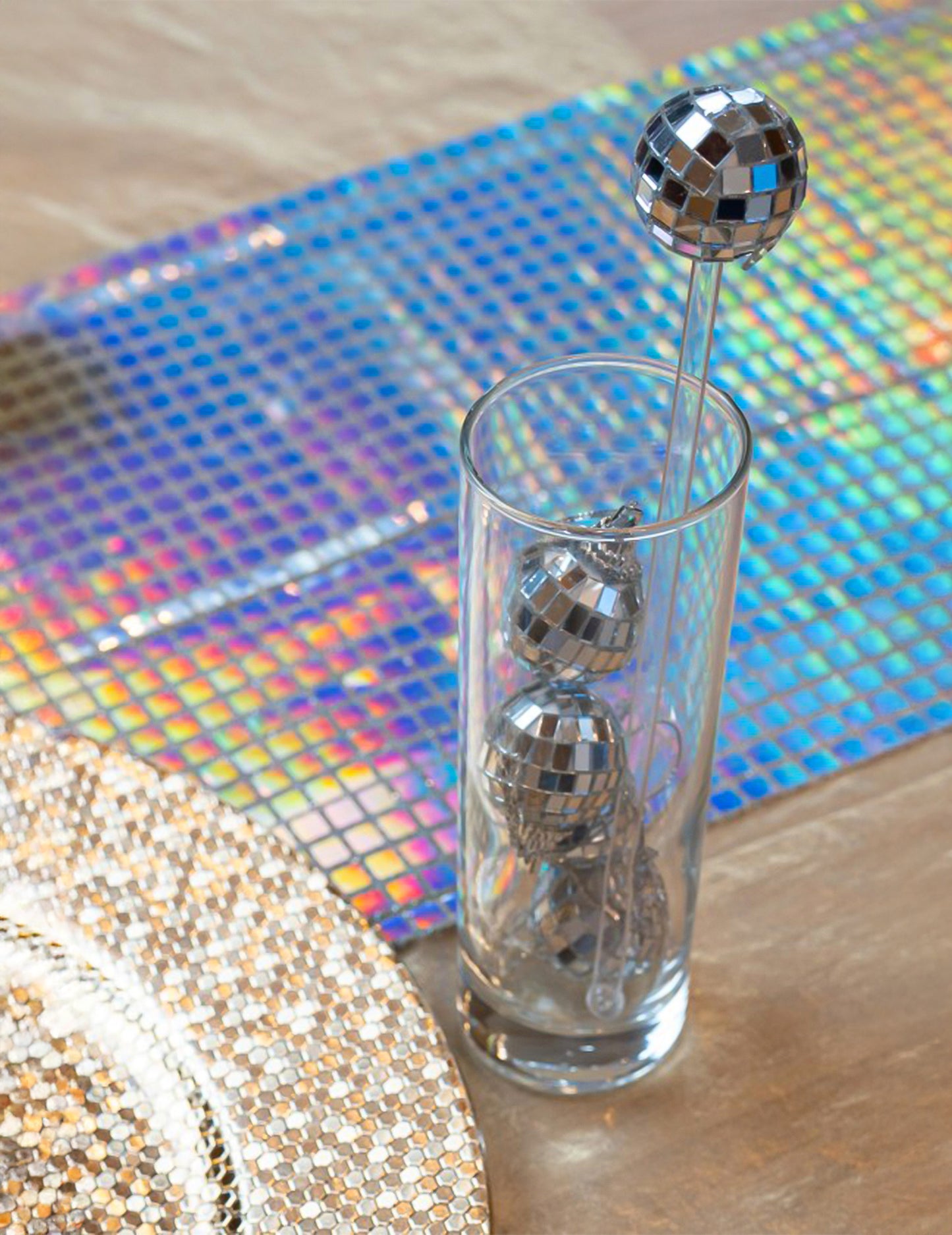 Caminho de mesa disco efeito bola de espelhos iridescente 3 m
