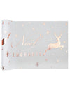 Chemin de table en coton Noël enchanté rose gold avec motifs de cerfs