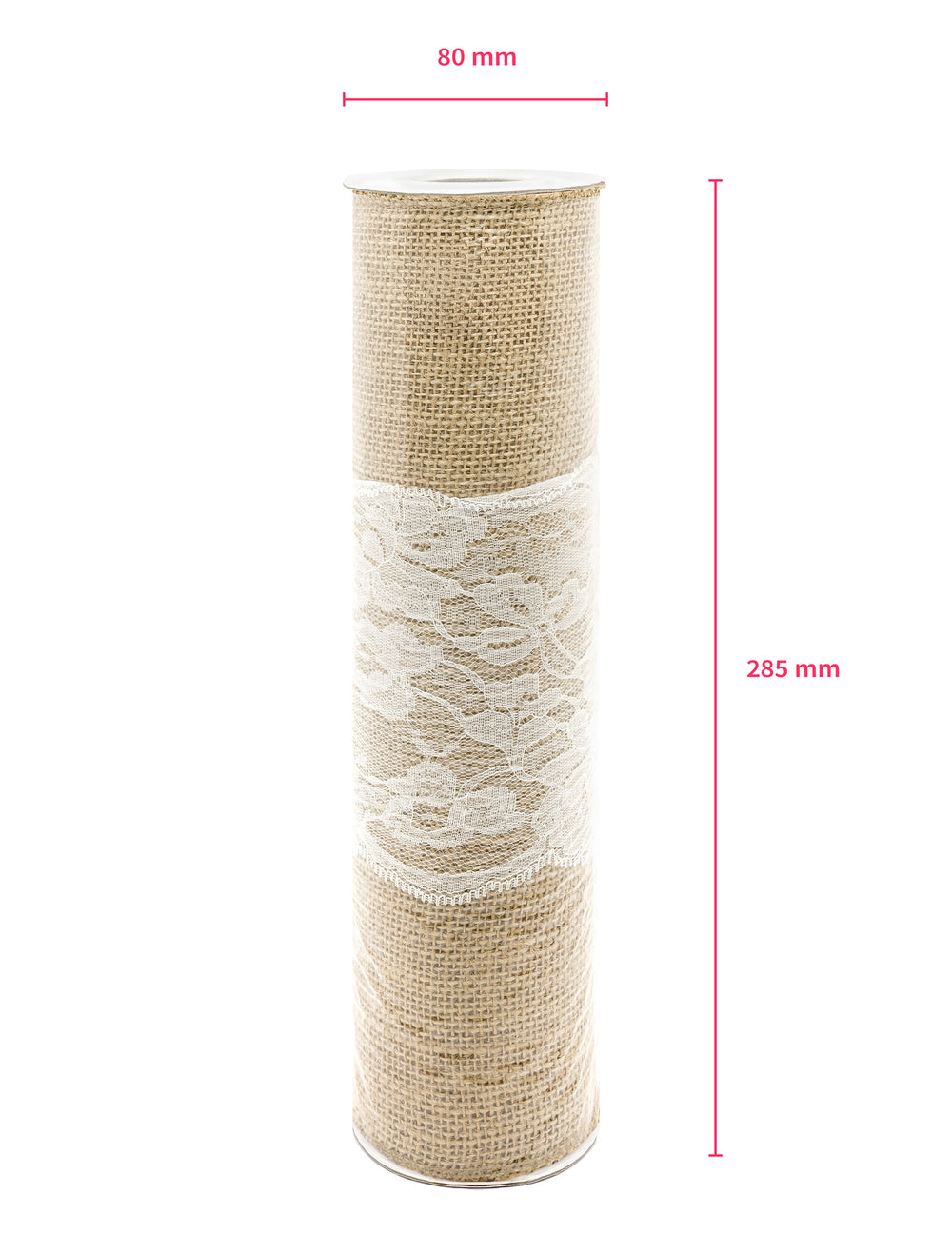 Dimensions du rouleau du chemin de table en jute centre dentelle naturel et blanc découpable