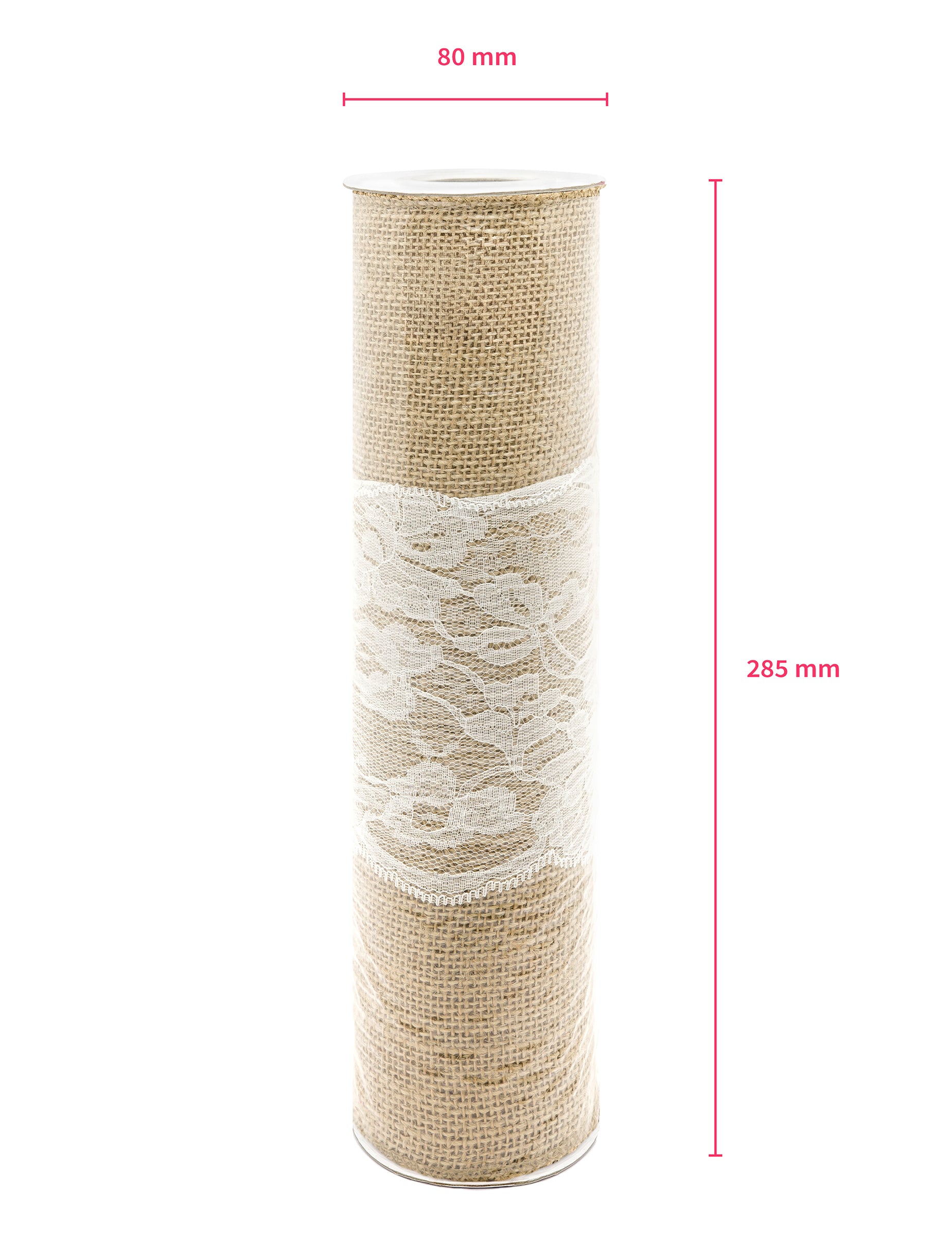 Dimensions du rouleau du chemin de table en jute centre dentelle naturel et blanc découpable