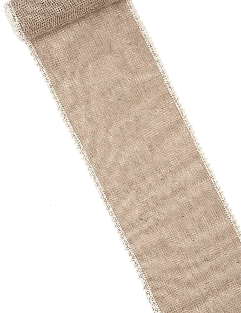 Caminho de mesa em juta natural e renda para decoração castanho e branco