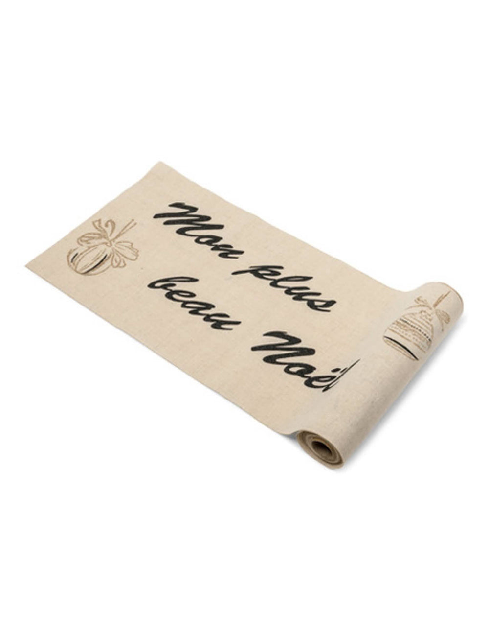 Caminho de mesa em linho o meu mais bonito natal preto e dourado natural