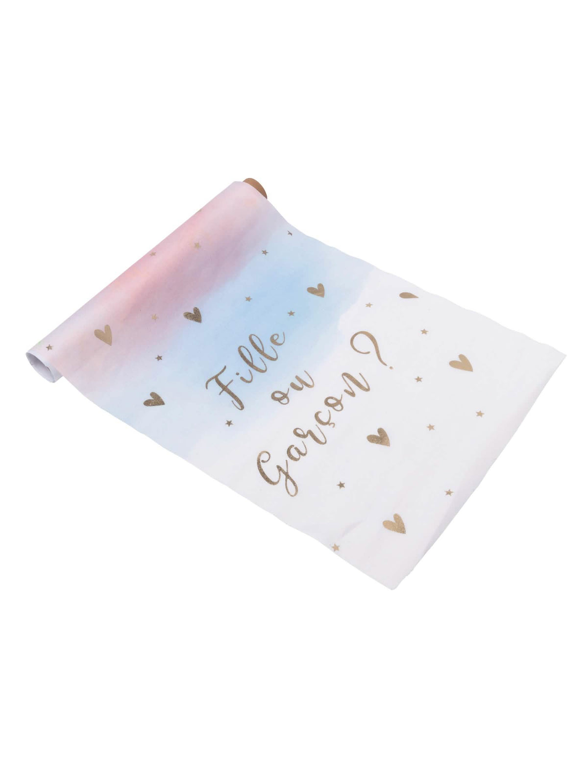 Caminho de mesa menina ou menino para baby shower cor de rosa azul e dourado
