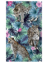 Chemin de table en tissu non tissé léopard jungle pour décoration tropicale à motifs de léopard et feuillage bleu et vert