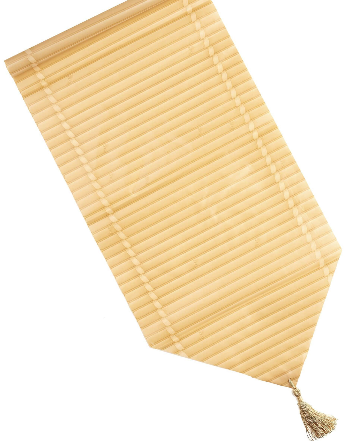 Caminho de mesa falso bambu Aloha para decoração bege natural com pompom