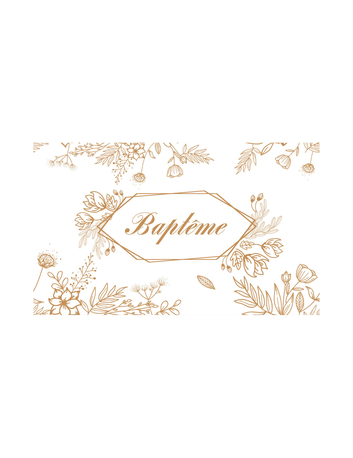 Chemin de table fleuri pour baptême blanc et or