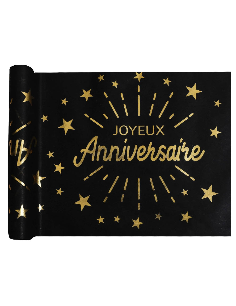 Caminho de mesa não tecido aniversário para festa preto e dourado decoração chique