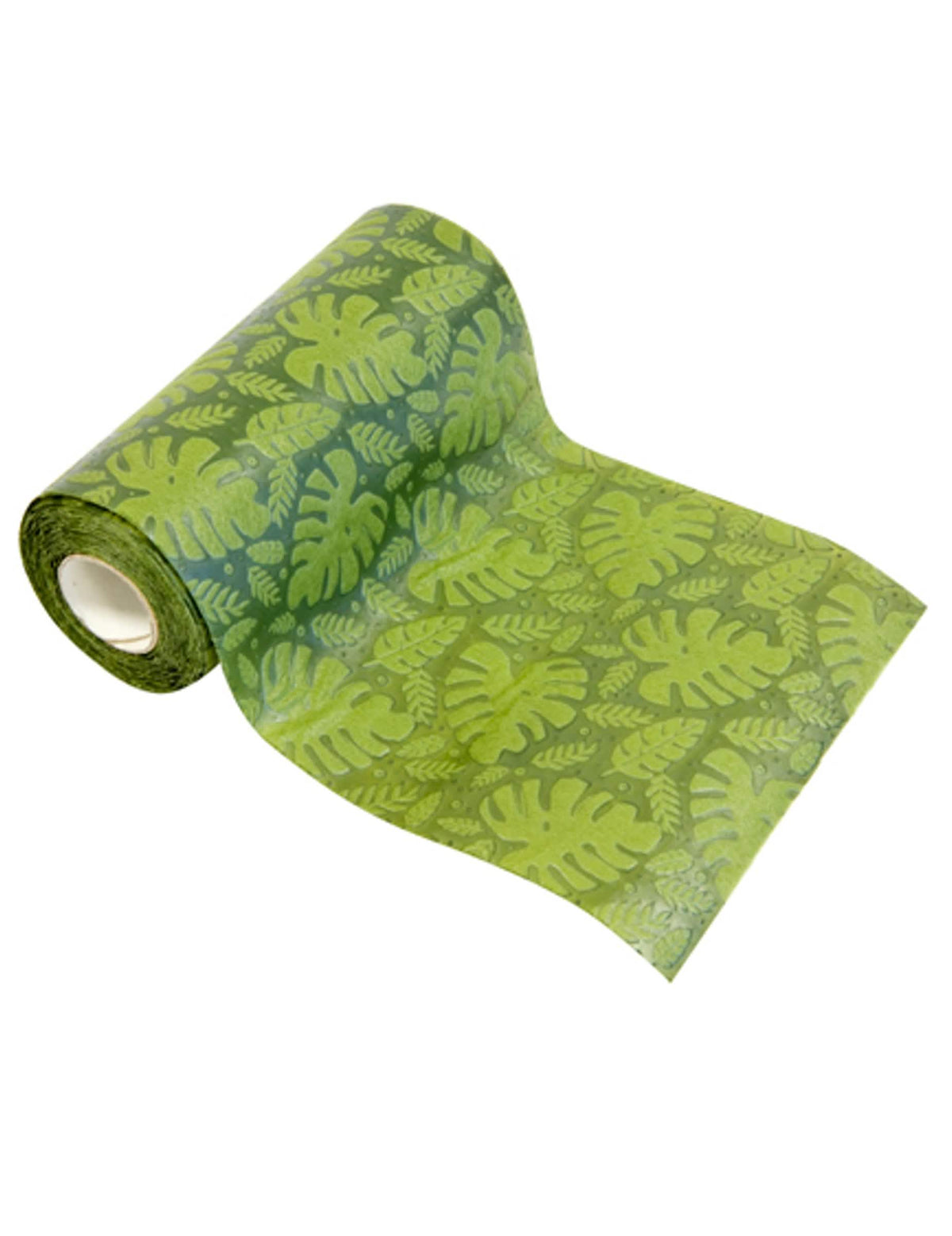 Passadeira de mesa não tecido folha tropical verde em relevo