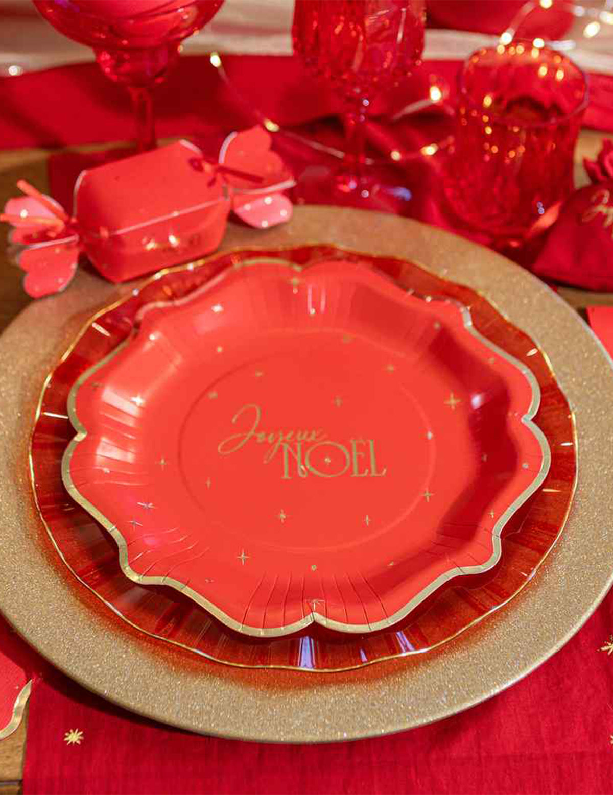 Caminho de mesa Feliz Natal intemporal vermelho e dourado 28 cm x 3 m