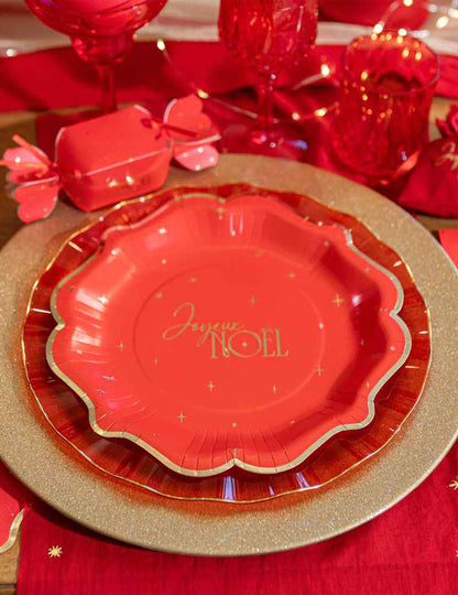 Caminho de mesa Feliz Natal intemporal vermelho e dourado 28 cm x 3 m