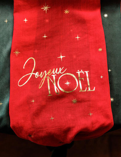 Caminho de mesa Feliz Natal intemporal vermelho e dourado 28 cm x 3 m