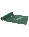 Caminho de mesa Feliz Natal atemporal verde inglês e dourado 28 cm x 3 m