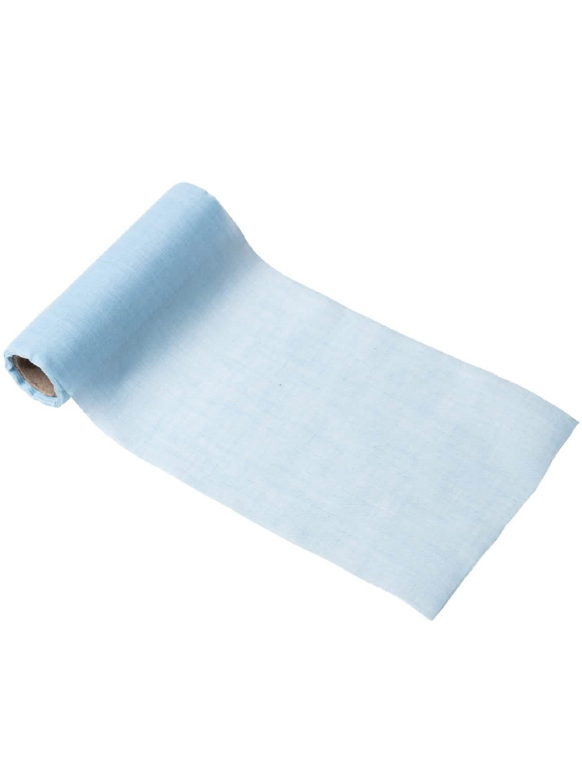 Caminho de mesa de musselina para baptizado azul céu