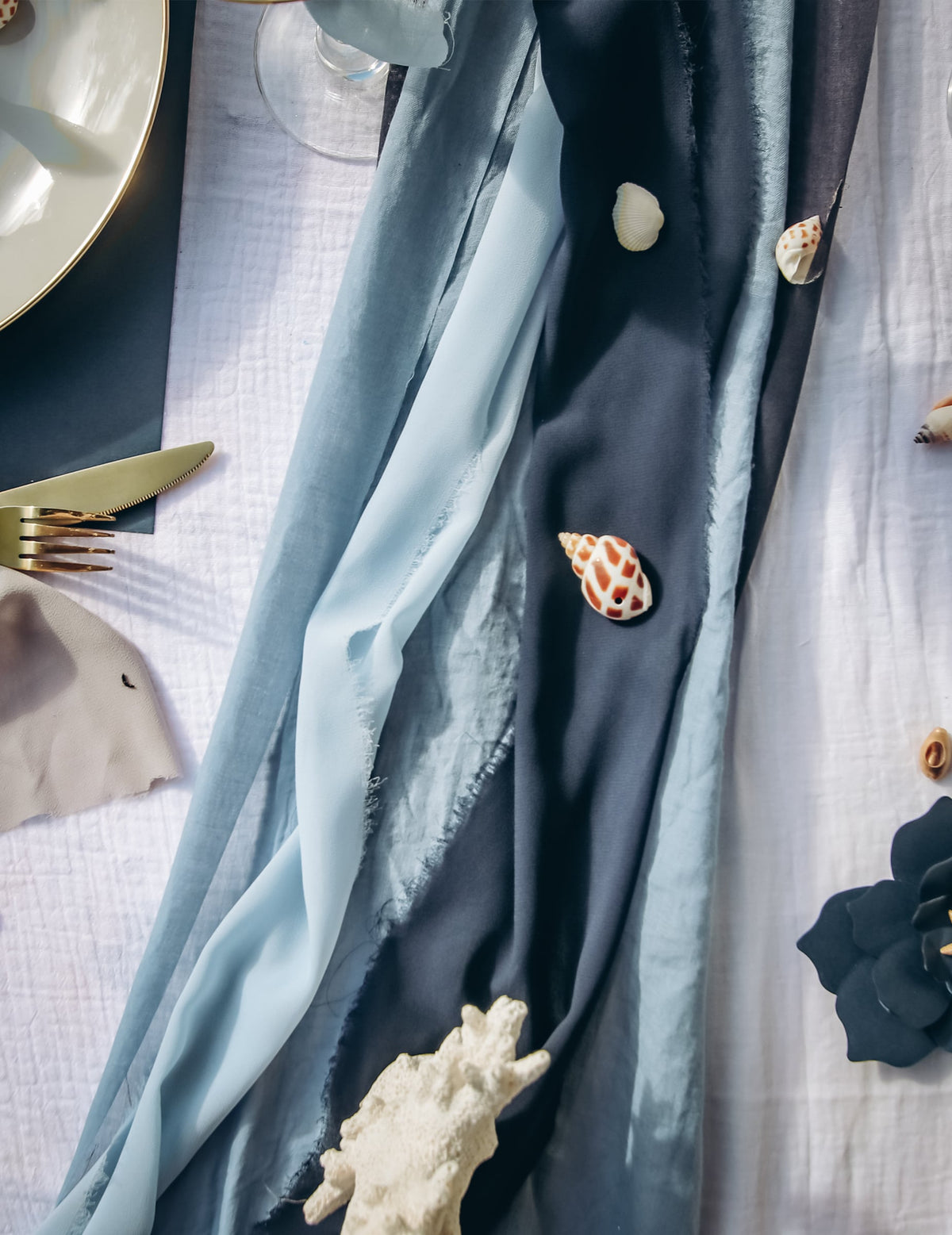 Caminho de mesa musselina azul marinho 28 cm x 5 m decoração casamento