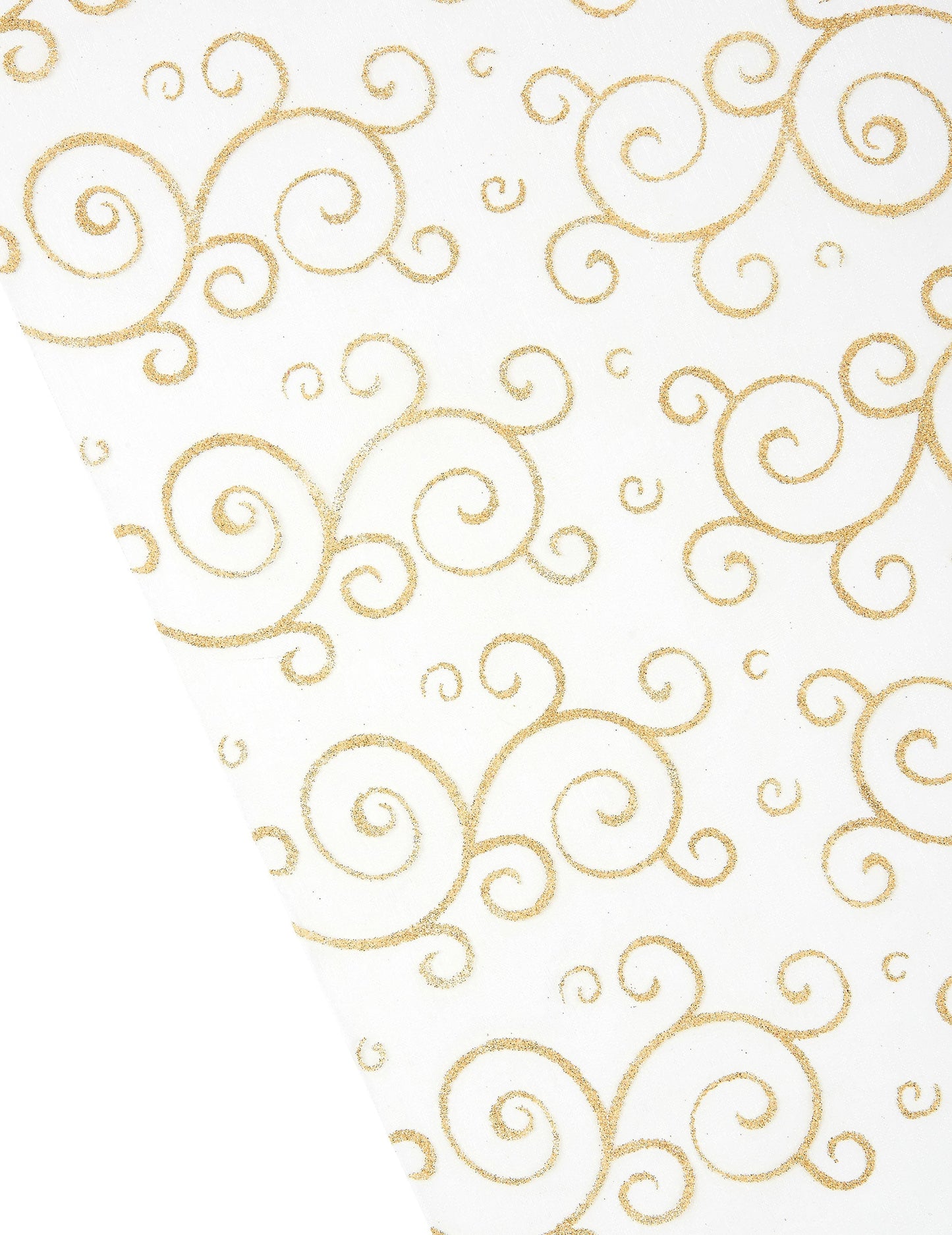 Détail des motifs du chemin de table organza arabesques pailletées