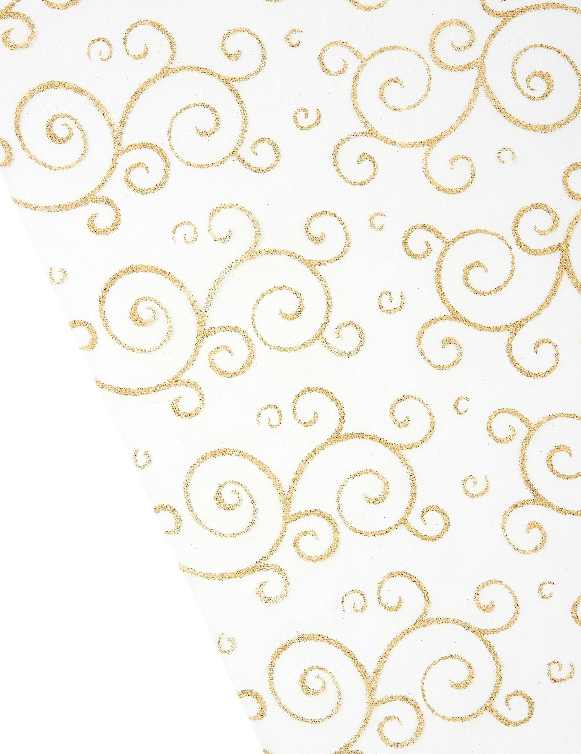 Détail des motifs du chemin de table organza arabesques pailletées