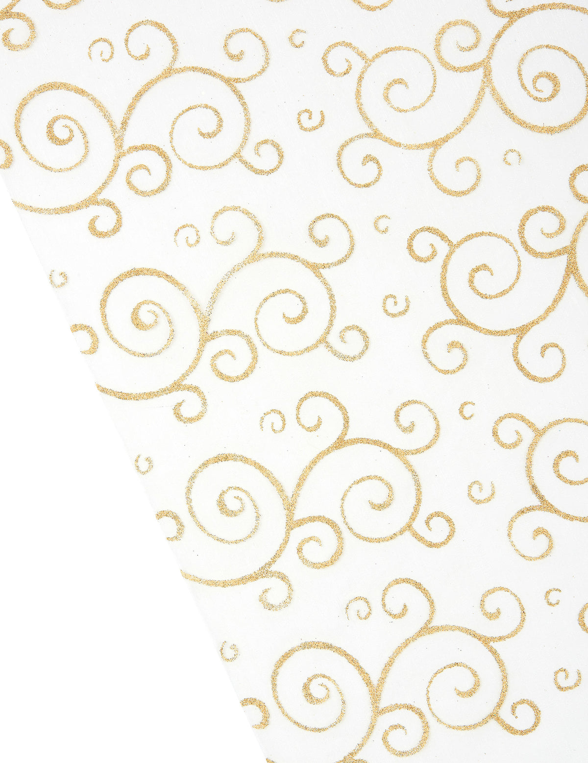 Détail des motifs du chemin de table organza arabesques pailletées