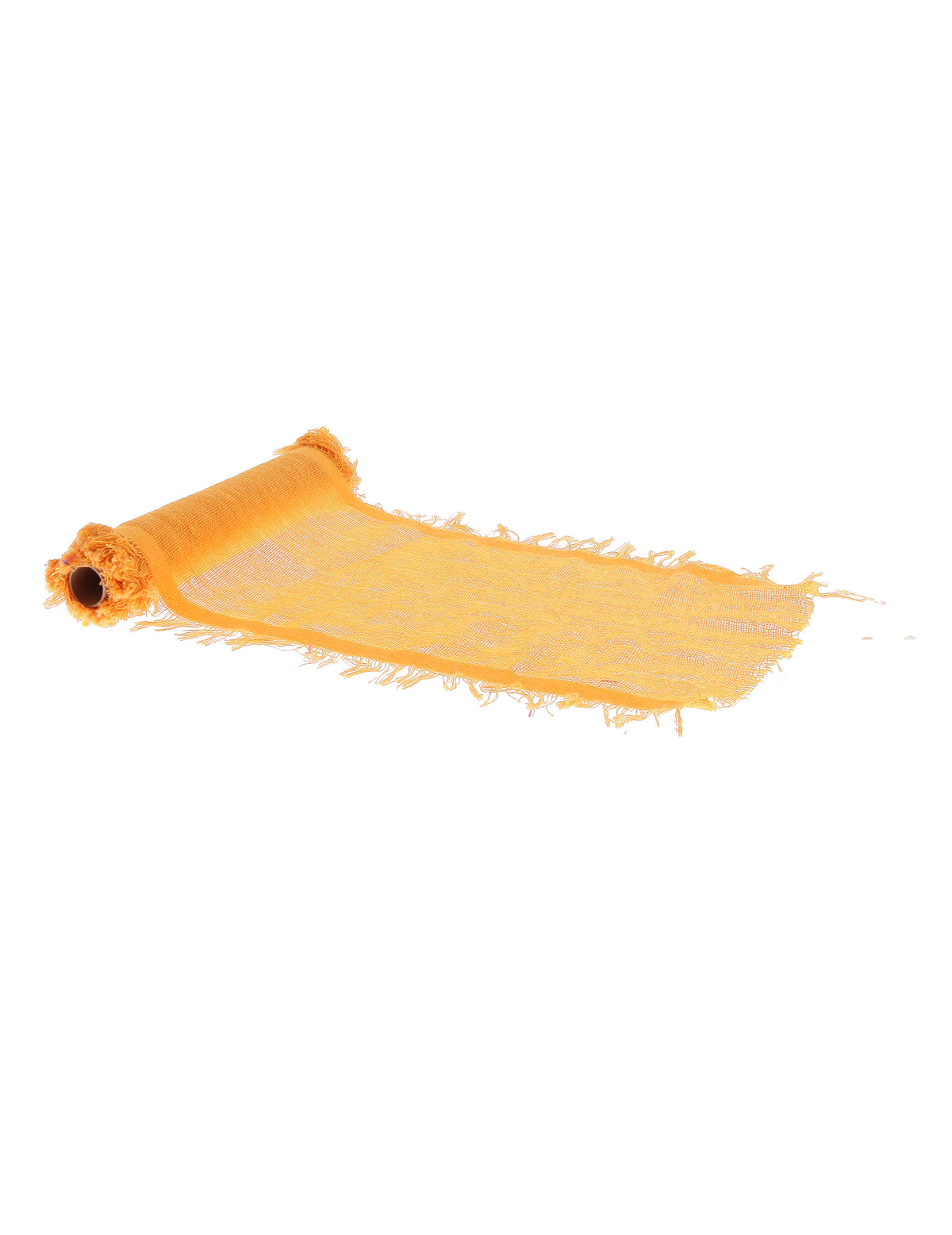 Chemin de table en toile pour fête orange avec franges