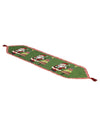 Chemin de table Noël pour décoration de fête vert à motifs Père Noël avec tassels