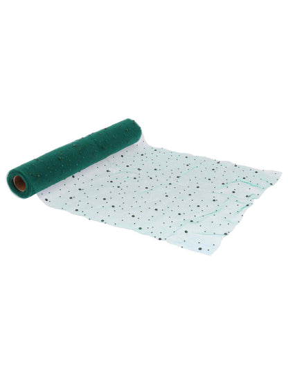 Caminho de mesa com brilhantes verde escuro 28 cm x 3 m