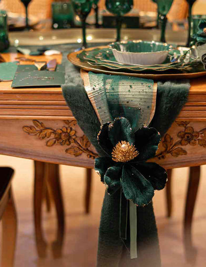 Caminho de mesa com brilhantes verde escuro 28 cm x 3 m